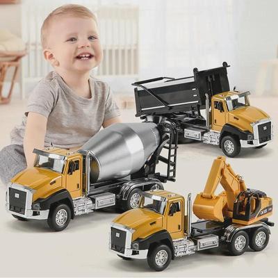 Alloy Construction Vehicle Set for Kids Ages 3-6: Mixer, Excavator, Dump Truck
