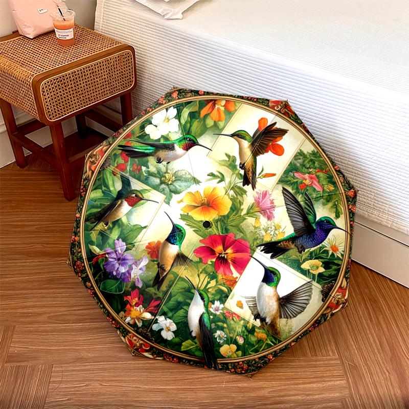 

1 PC Automatic Folding Umbrella - Hummingbirds Pattern, Portable & Foldable Design with 8 Ribs, Christmas Birthday Gifts