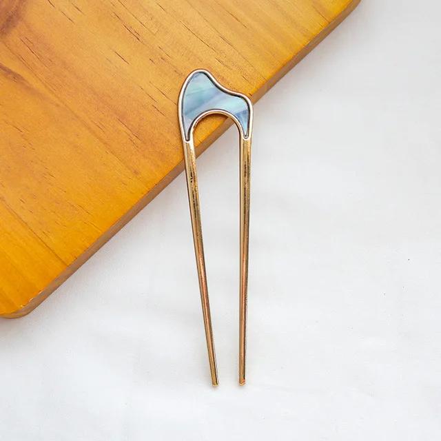 Minimalistische Legierung Metall Haar Muschel Stäbe Frauen Haarspange Schlichtheit U-Form Mädchen Haarnadeln Haarstäbe Haarschmuck Kopfbedeckung