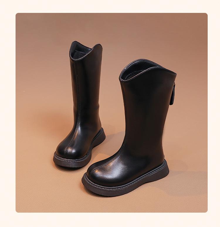 Girls' Knee-High Leather Boots 2025 - Fleece-Lined Autumn/Winter Martin Boots