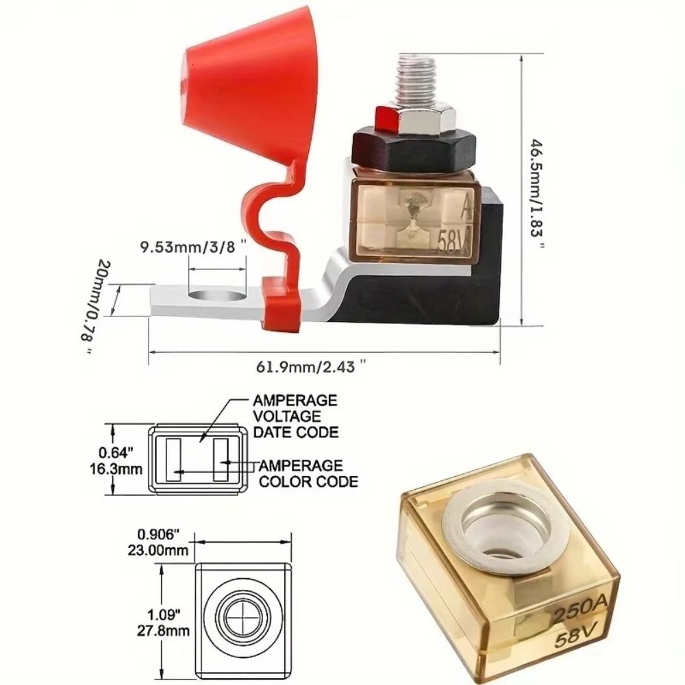 30A-300A Bolt-On Fuse Block Flame Retardant Base Automotive Main Fuse Holder Fuse Holder