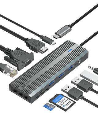 SAN ZANG MASTER Hub LAN 100W 3 USB compatibil cu și altele USB-C 10-în-1 USB-C HDMI4K@30HZ, port, PD, USB-A 3.0, MacBook/Steam Deck/iPad/Surface