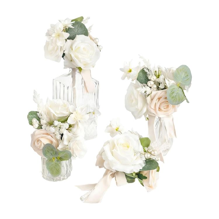 

Set of 4 Artificial Bridals Posies with Natural Look Realistic Silk Flower Bouquets Suitable for Various Wedding Themes