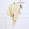 Solid Color Wool Blend Triangular Stole With Leather Clasp Warm Soft Scarf Wrap For Women Lady Winter Autumn Accessory