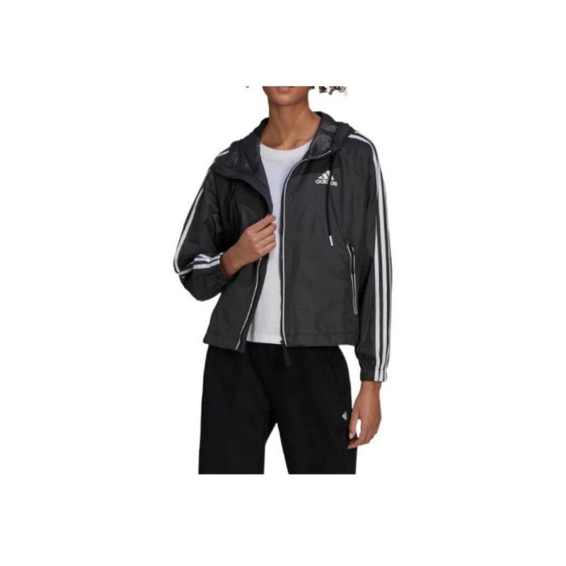 adidas BSC Series Women's Black 3-Stripes Hooded Wind Jacket H55345