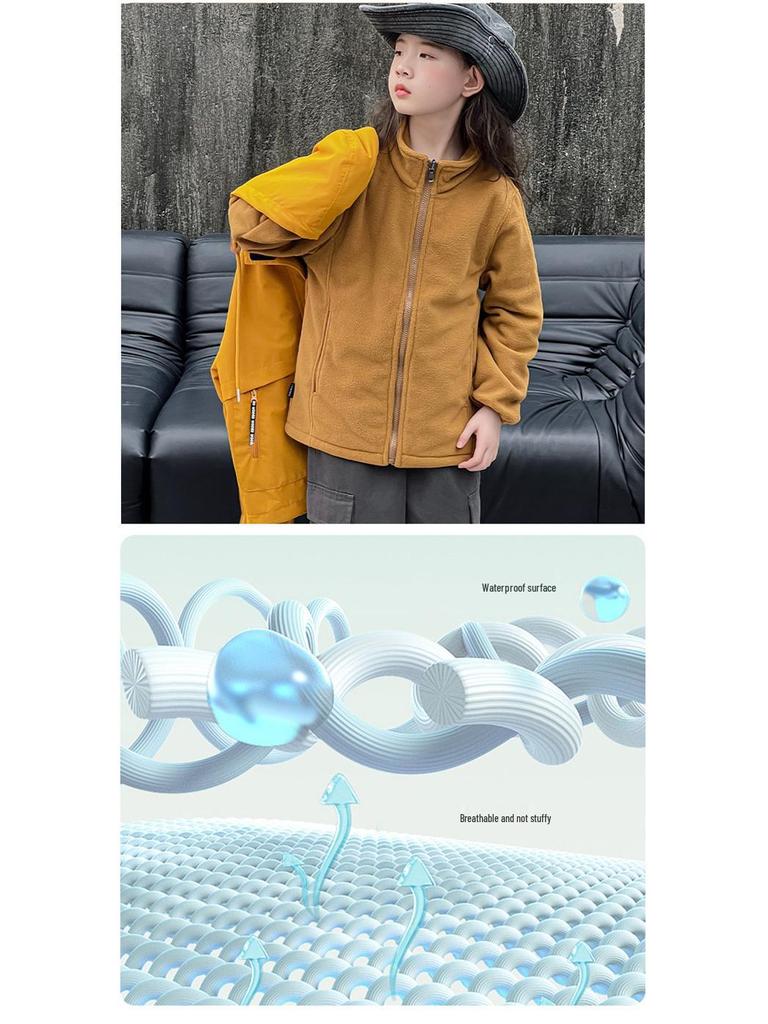 Children's 3-in-1 Autumn/Winter Mountaineering Jacket - Boys' and Girls' Windbreaker 2024