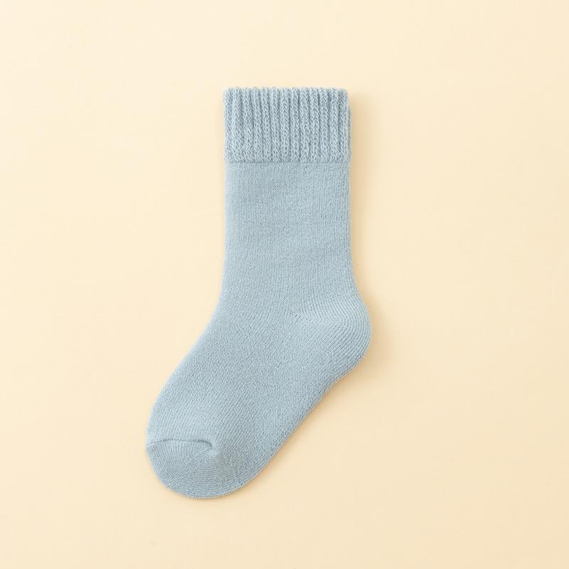 

Детские шерстяные носки для мальчиков и девочек, мягкие термочулки для малышей, модные однотонные детские носки из кашемира и плюша на осень и зиму S (3-6 Year) синий