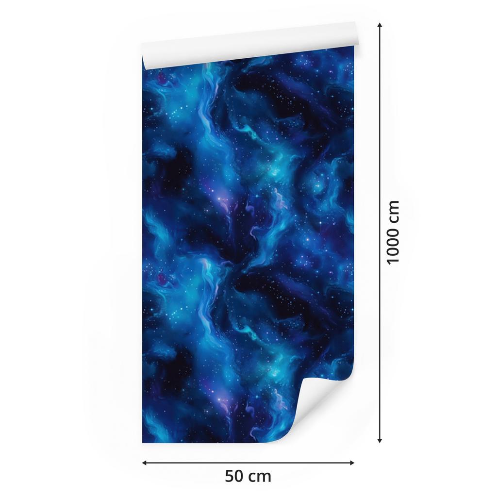 Watercolor Galaxy Wallpaper In Blue, Navy Blue, Turquoise and Black 50x1000