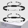 Vnox Stainless Steel Mobius Couple Bracelet, Adjustable Braided Rope Unisex Handmade Anniversary Jewelry Gift for Men Women