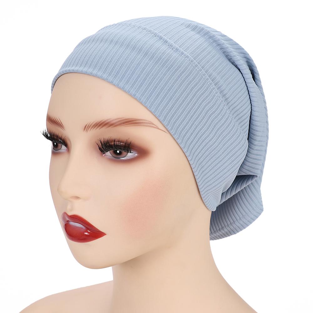 Muslim Ribbed Inner Hijab Caps Islamic Tube Underscarf Bonnet Stretch Headband Turban Musulman Femme Head Wraps