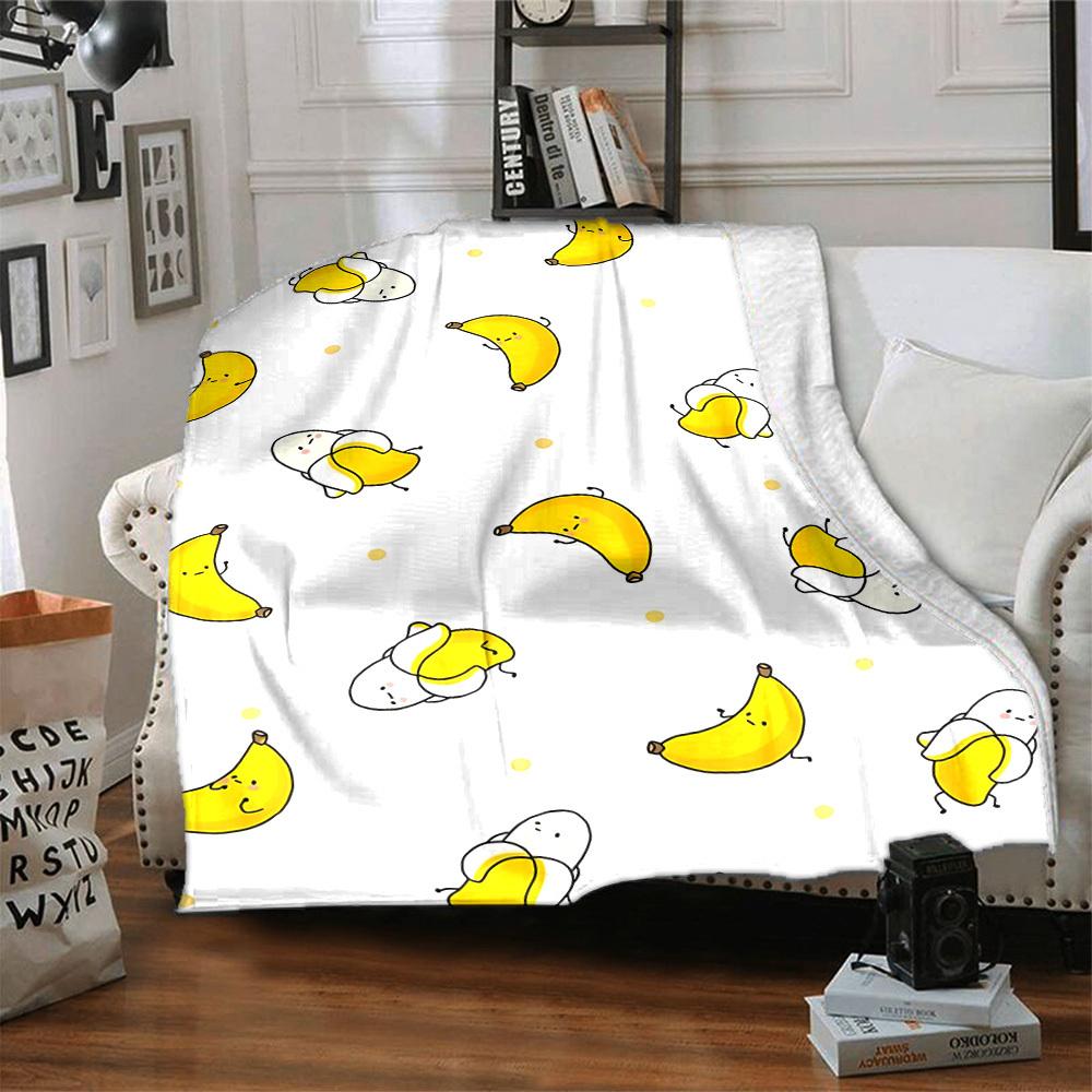1pc Cute Banana Design Blanket Warm, Cozy, And Soft, Suitable for Sofas, Beds, Cars, And Office Use.Perfect for Camping And Travel, Making It a Great