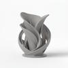 Vaso escultural espiral decorativo cinza para flores secas