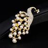 Women Girls Refined Brooches Fashionable High-end White Pearl Peacock Elegant Sparkling Rhinestone Breastpin Pin