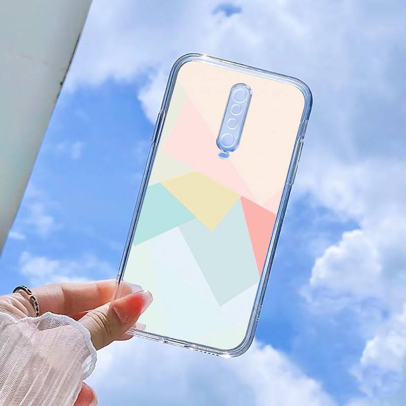 Geometrische Farbblock-Handyhülle für Xiaomi 11 Redmi Note 11pro5G 8T 9A 9S 10 K30 10T Pro Ultra K40pro Transparente Hülle