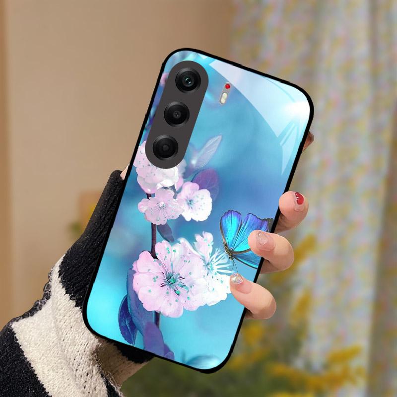 Capa à Prova de Choque Para Tecno Camon 40 Pro 5G Vidro Temperado Traseiro Capa de Celular Camon40Pro Camon 40Pro 5G CM7 Capa Dura Shell Coque