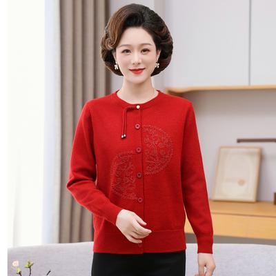 Mittelalterliches Neujahr Ewiges Neujahr Ewiges Burgunderfarbenes Strick-Basisshirt Neuer chinesischer Stil Mutterpullover