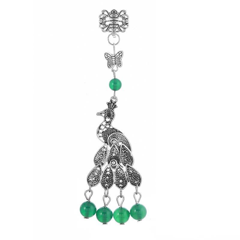 Cheongsam pressed placket classical peacock agate fringed pendant pendant female antique pendant Hanfu accessories