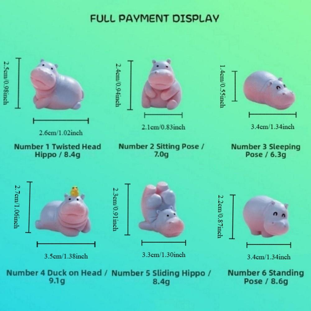 Cartoon Style Resin Hippo Statue Miniature Figure Hippopotamus Figurines  Office Desk