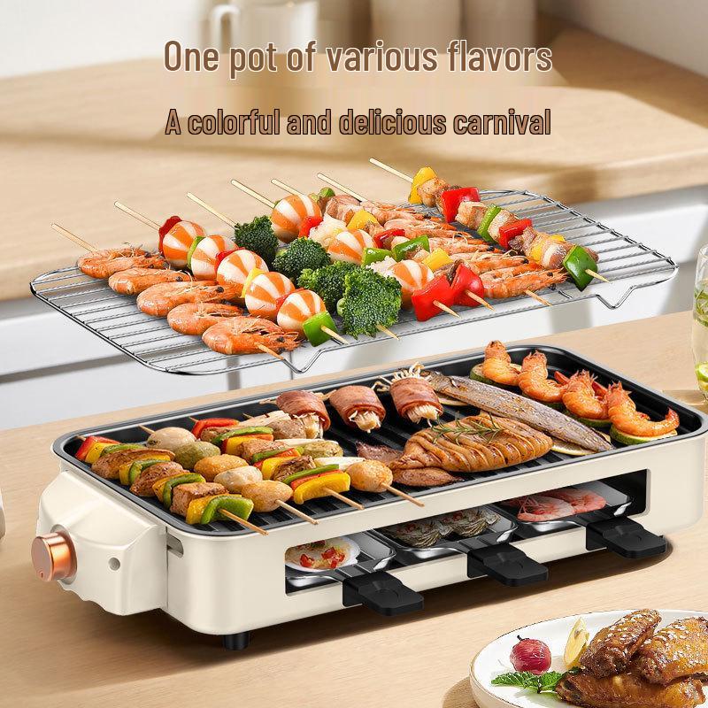 Multifunctional Electric Grill & Oven: Smokeless Indoor/Outdoor BBQ Pan & Baking Rack