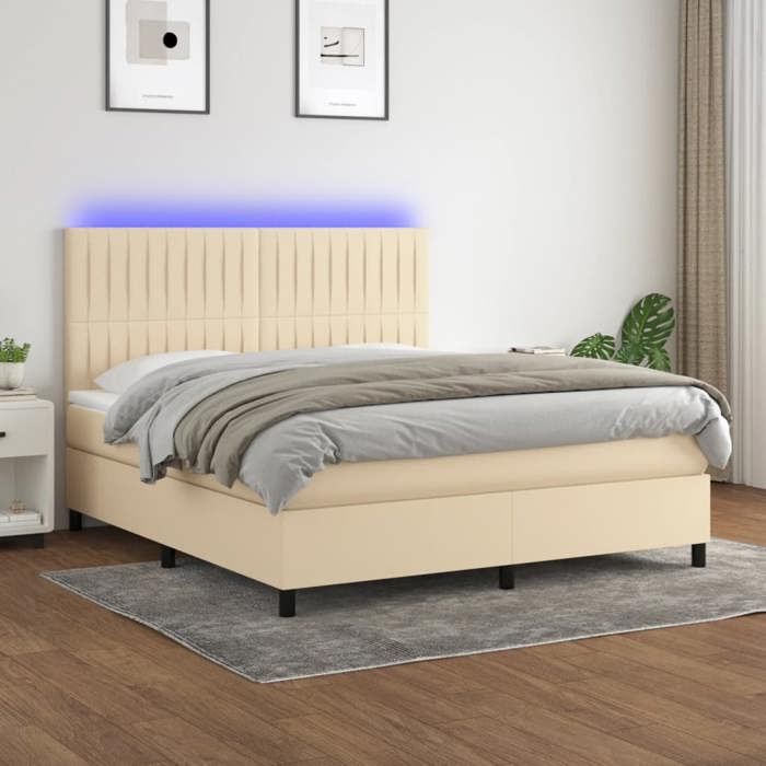 VidaXL Sommier à Lattes de Lit avec Matelas et LED, Lit Rembourré, Lit Double, Lit Adulte de Chambre à Coucher Intérieur, 3135058
