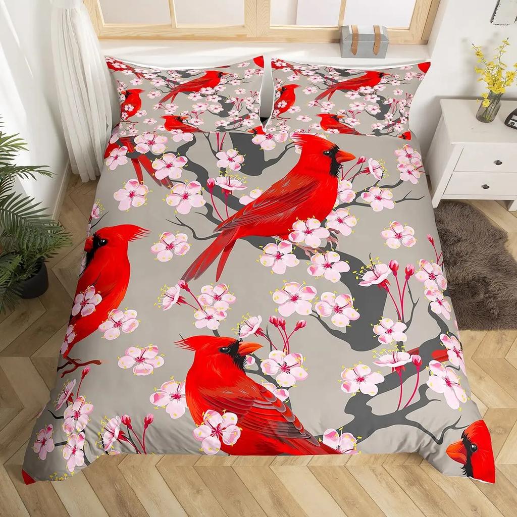 Japanese Style Crane Soft Duvet Cover Set Ful Sized Dimensions,Exotic Red Sun Sea Waves Beding Sets,Vintage Ukiyoe Traditional Warm Comforter Cover
