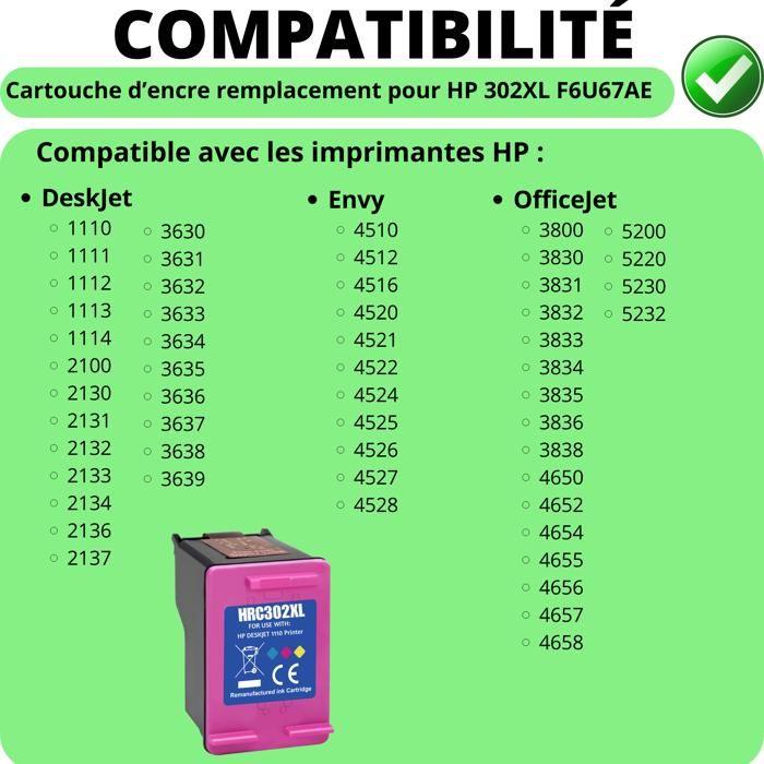 Cartouche d'encre - HP - 302XL - Couleur - Compatible DeskJet/Envy/OfficeJet - XL