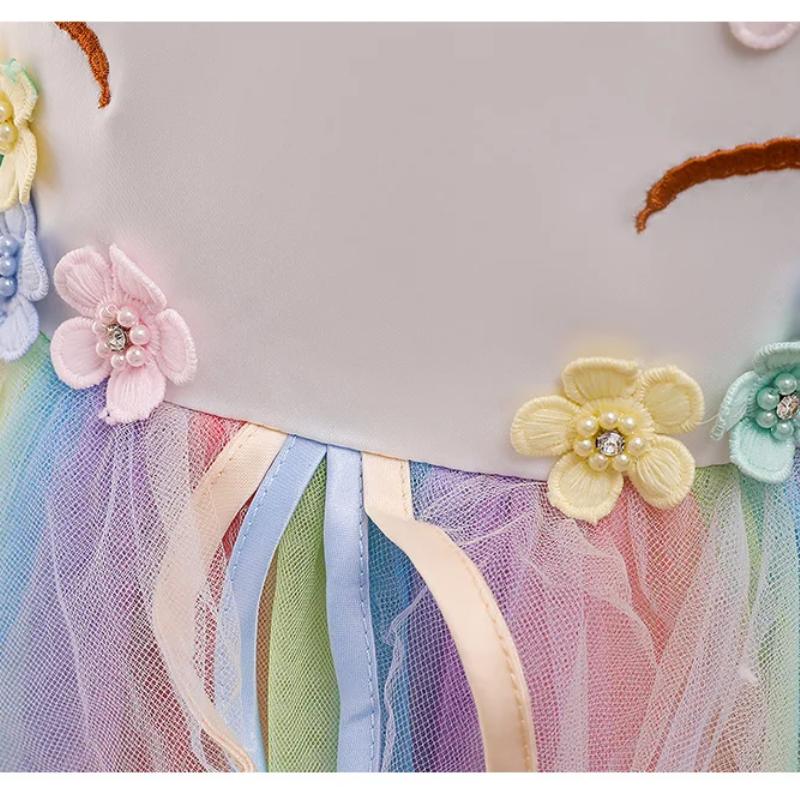 Unicorn Tutu Dress for Girls - Rainbow Princess Birthday Party Dress + Halloween Costume, 2-in-1 Kids Fancy Dress