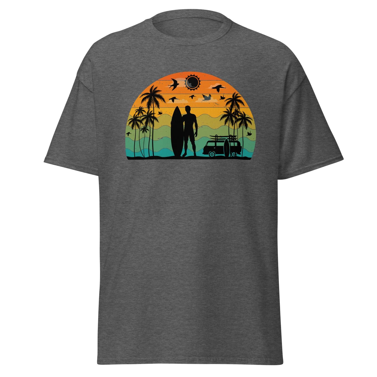 Retro Surfing unisex t-shirt, sunset ocean travel adventure beach camping sea S