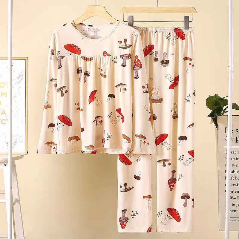 Женский комплект пижамы осень-зима корейская версия пожилой матери повседневная домашняя — фото 5