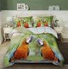 Macaw Bedding Set King/Queen Size Colourful Parrot Duvet Cover Boys Natural Tropical Green Plant Bird Polyester Quilt Cover