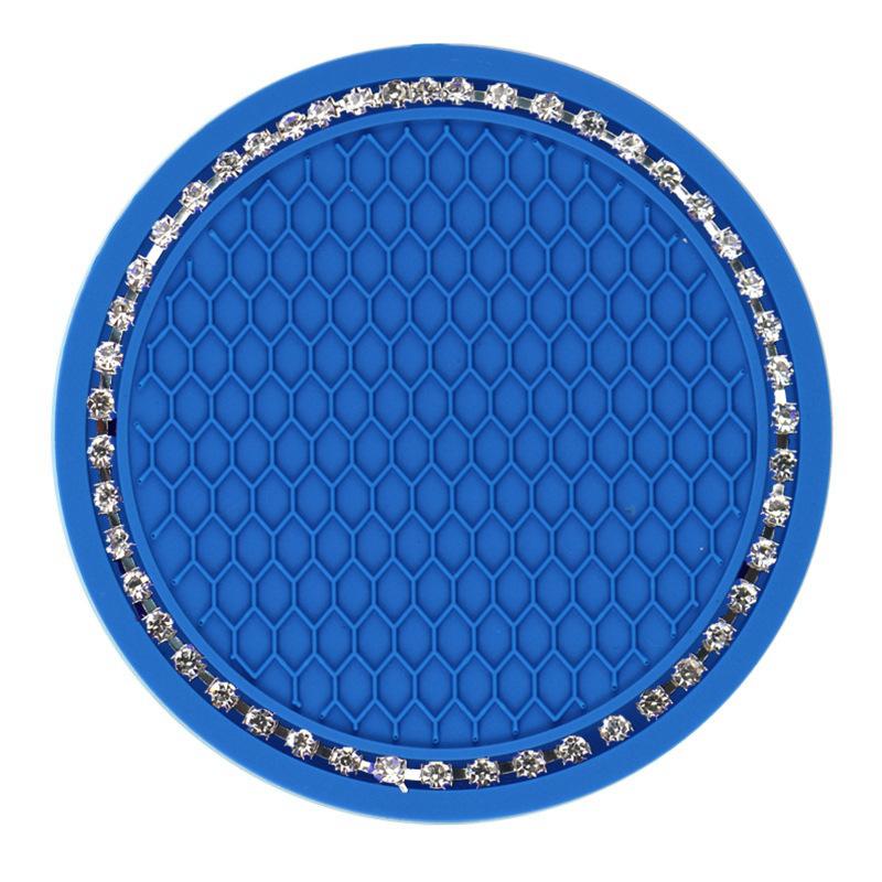 1pc Car Non-slip Water Cup Pad Diamond Rhinestone Bling Decoration Auto Interior Cup Bottle Anti-skid Rubber Mat Car Accessories