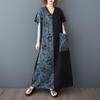 Короткий рукав Плюс размер Хлопок винтажный цветочный новый в платьях для женщин повседневное свободное макси длинное летнее платье