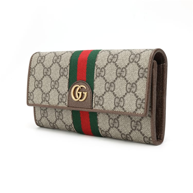GUCCI Ophidia Canvas With Leather Wallet Unisex Beige Brown 557803-9U8KT-8748