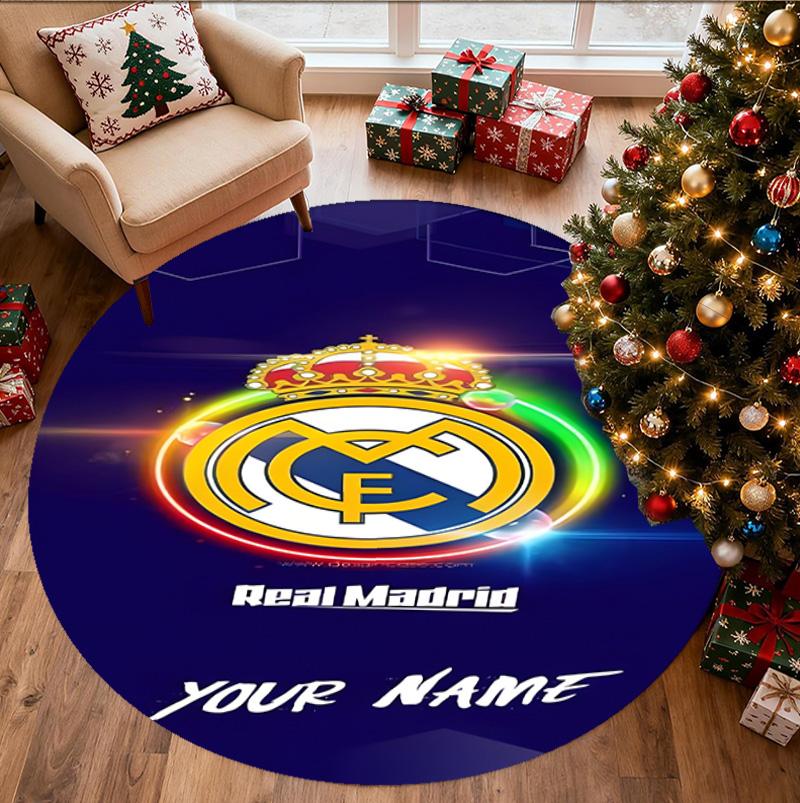 Manchester City FC Pattern Round Rug, Indoor/Outdoor Mat, for Picnic, Gameroom, Bedroom, Office, Living Room, Home Decor Carpet, Birthday Gift