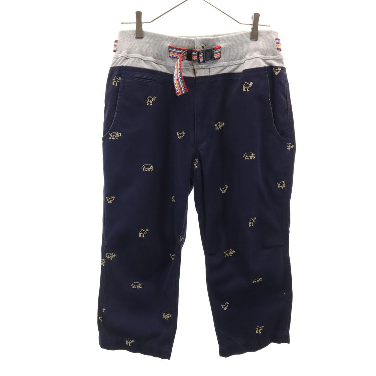 

goslow caravan Вышивка животных Укороченные брюки 3 Темно-синий Мужские Б/У