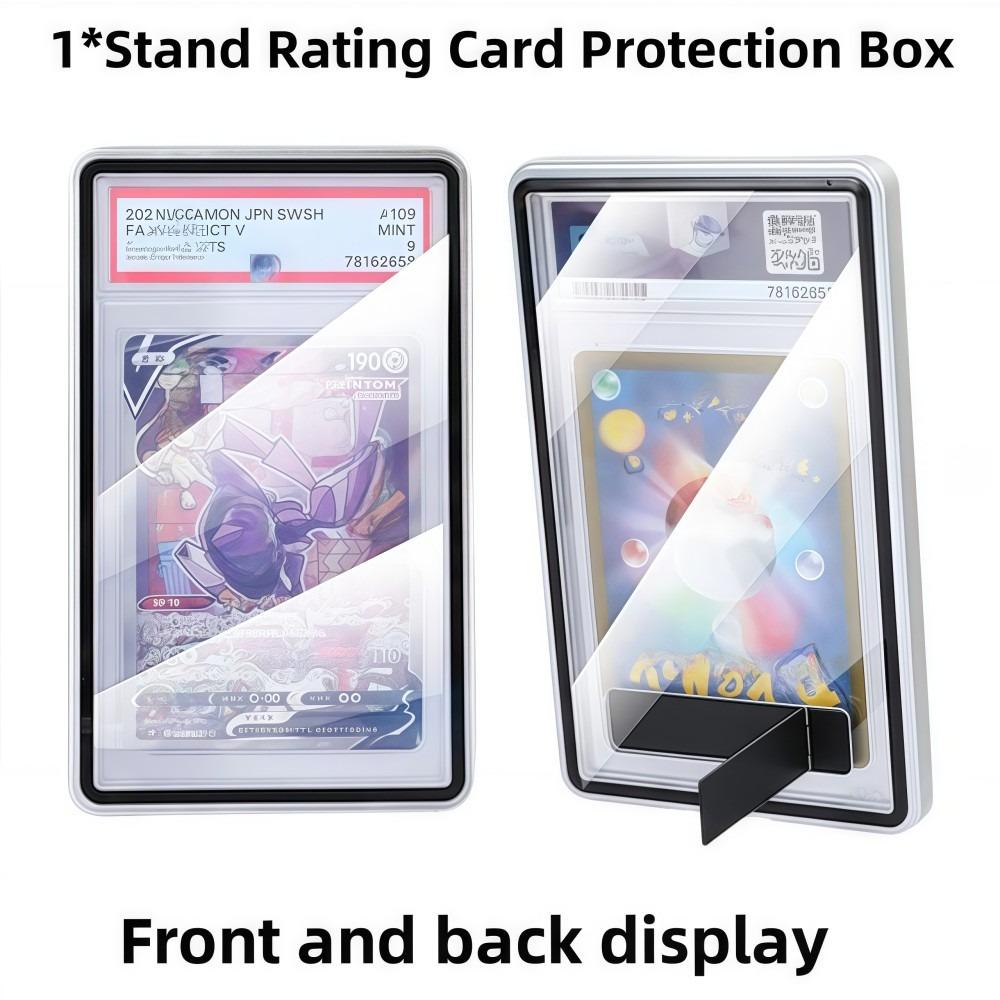 2-in-1 PSA/CGC Graded Card Protective Box Transparent with Stand Metal Magnetic Case Double-sided Glass UV Protection