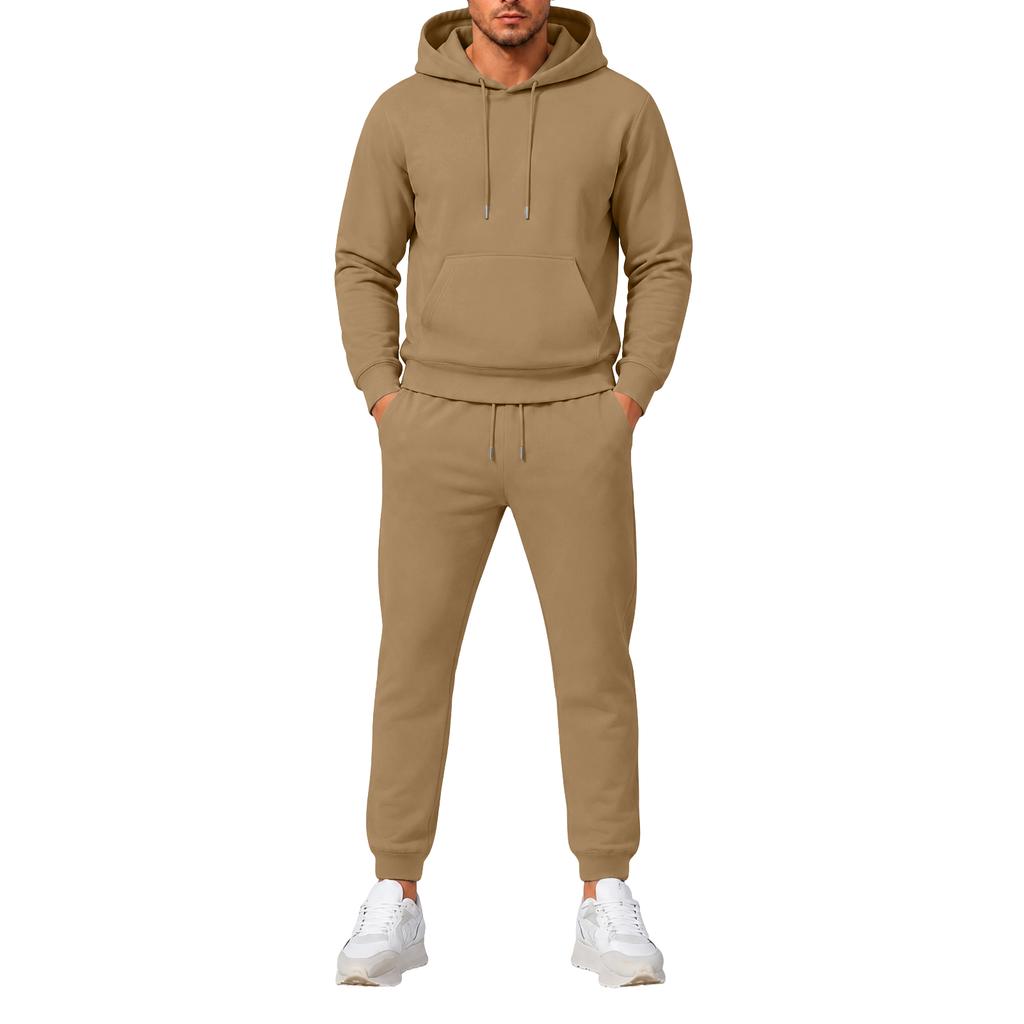 Men's Hooded Sweatshirt and Sweatpants Set Versatile Casual Athletic Outfit