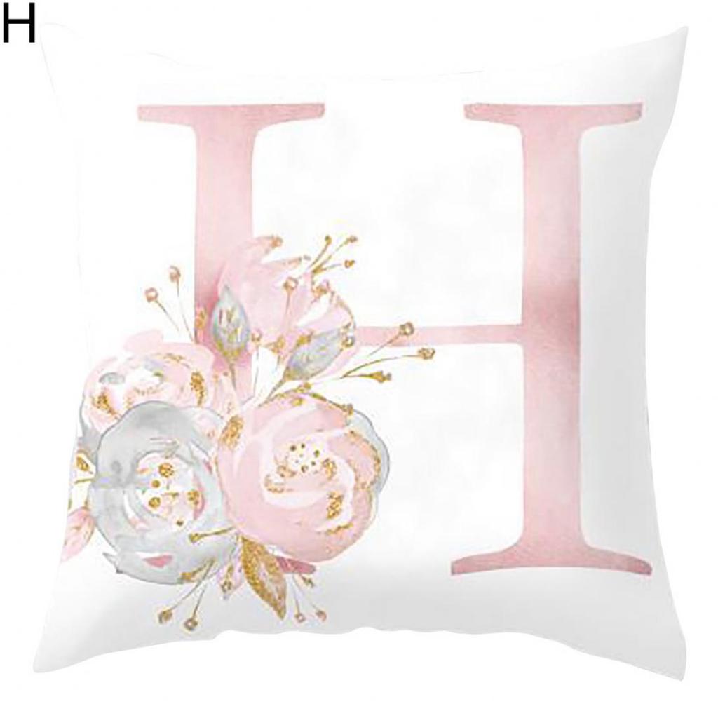 Orion English Alphabet Floral Print Pillow Case Waist Cushion Cover Wedding Bed Decor