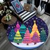 Colorful Trees Snow Winter Round Area Rug,Carpet Rug for Living Room Bedroom Sofa Playroom Decor,Non-slip Floor Mat
