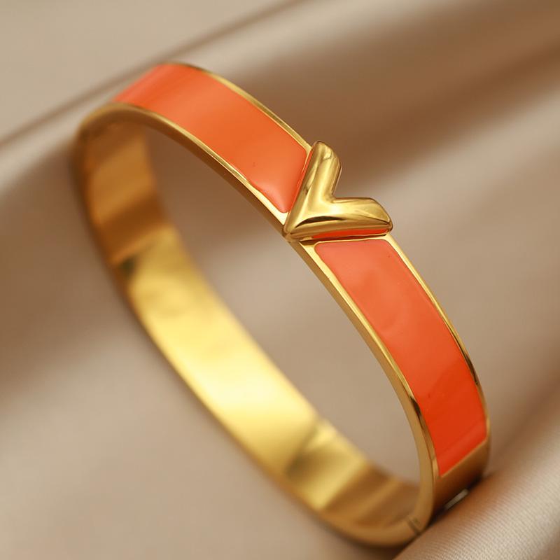 Acciaio Inossidabile 316L Metallo Multicolore Lettera V Smaltata Bracciali per Donna Gioielli di Marca Moda Accessori Bracciale Classico