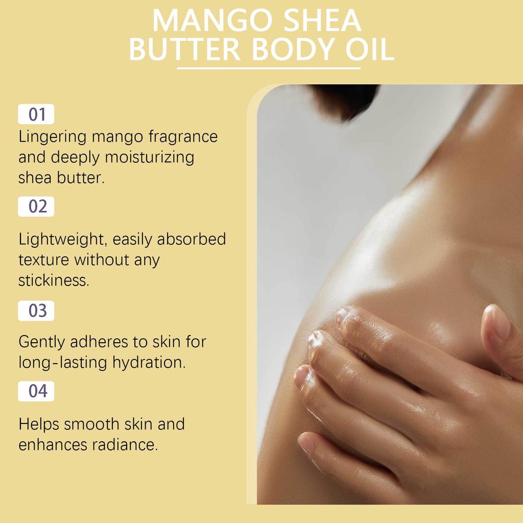 OCEAURA Mango Shea Body Oil: Nourishing, Moisturizing, Non-Greasy Skincare for Soft, Smooth, Refreshed Skin.