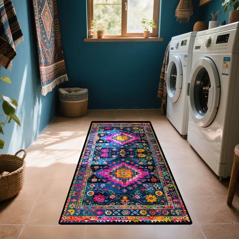 Naturkiesel Läuferteppich, Mehrfarbiger Kieselstein-Mosaikteppich, Strukturierte Fußmatte für Zen & Minimalistischen Flur, Schöne Matte