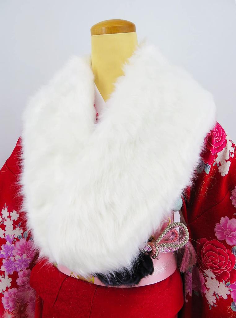 [ANS] Coming-of-Age Ceremony Shawl, Faux Fur, White, for Furisode Kimono