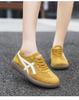 2025 Women's Lightweight Textured Leather German Training Shoes - Trendy, Flat, Patchwork Forrest Gump Student Sneakers