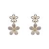 Korea   Design Fashion Jewelry 14K Gold Plated Exquisite AAA Zircon Hollow Flower Earring Elegant Women's Wedding Accessories