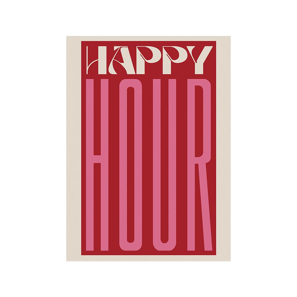 

Модный Happy Hour красочный розовый, красный, черный, бежевый, цитата, настенное искусство, ретро холст, картина, постер для гостиной, кухни, домашний декор 21x30cm No Framed