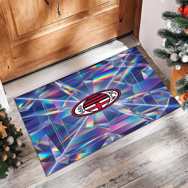 Tappeto in Flanella Stampato AC Milan Antiscivolo Morbido Poliestere Tappeto per Pavimento Tappetino Decorativo da Interno per Camera da Letto Soggiorno Divano Sala Giochi Decorazione Casa