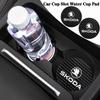 AAABT1 2Pcs Car Coaster Water Cup Mat Non-Slip Pad For New Skoda Octavia Kodiaq Fabia Superb Karoq Yeti Rapid Mk3 Vrs