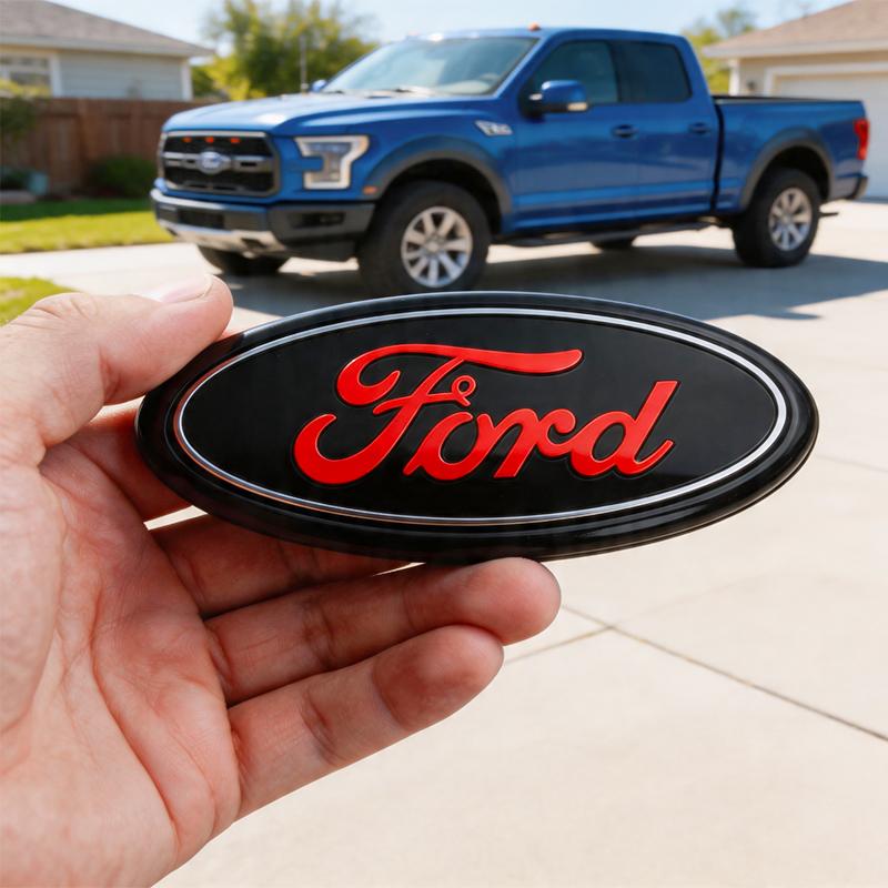 AKC1 14.5cm Aluminum Car Front Grille Emblem Rear Trunk Logo Badge For Ford Fiesta Focus 2 3 Mondeo Edge Ranger Fusion S-MAX Transit