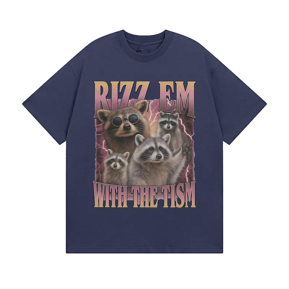 Rizz ze met de Tism Vintage Grafische T-shirts Grappige Raccoon Esthetiek Kleding T-shirt Mannen Zomer Oversized Katoenen T-shirt